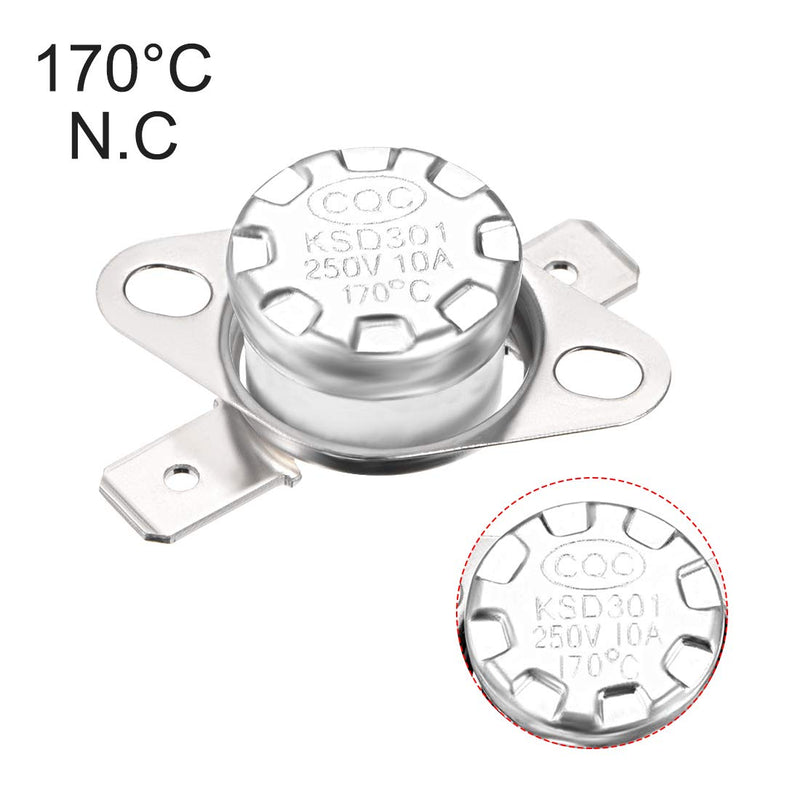 [Australia - AusPower] - uxcell KSD301 Thermostat 170°C/338°F 10A Normally Closed N.C Adjust Snap Disc Temperature Switch for Microwave,Oven,Coffee Maker 2pcs 