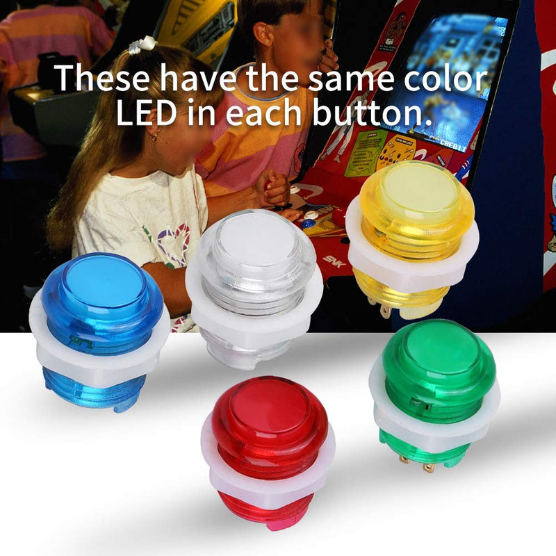 [Australia - AusPower] - 5PC 5V 24mm Jumbo LED Illuminated Push Button Self-resetting Push Button Switch with Microswitch for Arcade Coin Operated Game Projects 