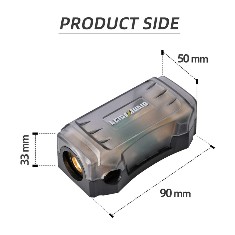 [Australia - AusPower] - LEIGESAUDIO Copper 0/4 Gauge to 4/8 Gauge 60 Amp Mini ANL 2 Way Fuse Holder Distribution Block 