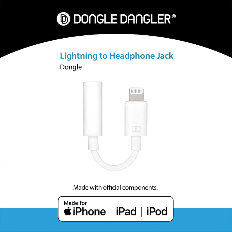 [Australia - AusPower] - Dongle Dangler 3.5mm Headphone Jack Adapter - Works with iPhone -13/ 13 Pro/ 12/ 12 Pro Max/ 11/ 11 Pro/ 11 Pro Max/ XS/ XS Max/ XR/ X/ 8/ 8 Plus/ 7/ 7 Plus - MFi Certified Adapter (Cable-1 Pack) Cable 1-Pack 