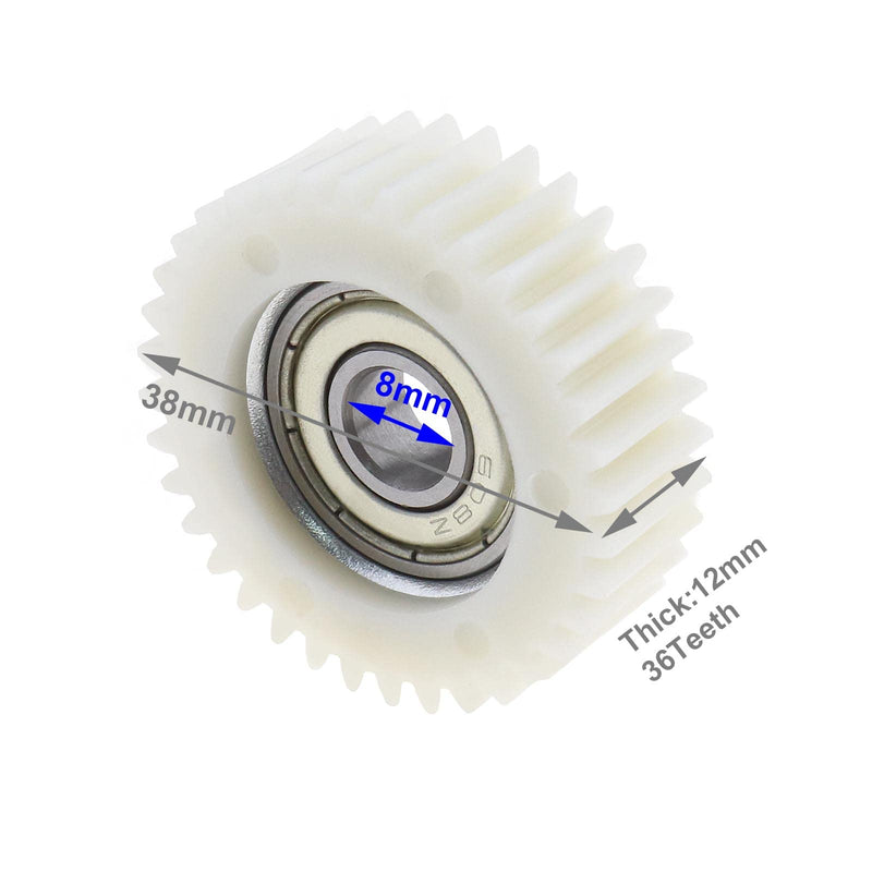 [Australia - AusPower] - Micro Traders 3PCS 36 Teeth E-Bike Wheel Hub Motor Planetary Gears with Bearing Compatible with Bafang Motor 38mm Diameter Nylon Motor Gear, White 