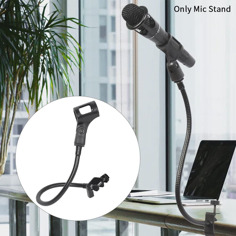 [Australia - AusPower] - MOFUCA Microphone Stand, Flexible Gooseneck Desktop Mic Stands Holder 360 Adjustable Desk Mic Boom Arm Stand with Clip(Black) Black 