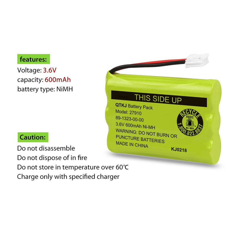 [Australia - AusPower] - QTKJ Cordless Phone Battery for Motorola SD-7501 MD7161 AT&T 27910 89-1323-00-00 E1112 E2801 TL72108 Vtech I6725 RadioShack 23-959 (2-Pack) 2 Pack 27910 Batteries 