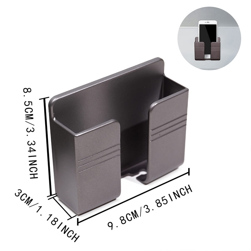 [Australia - AusPower] - 2 Pcs Wall Mount Phone Holder with 3M Adhesive Phone Stand with Data Cable Receiving Hole, Phone Charger Stand Remote Control Storage Box for Bedroom, Kitchen, Bathroom, Office (Black) Black 