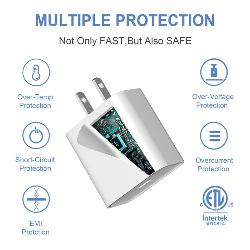[Australia - AusPower] - USB C Wall Charger iPhone Charger Block 2-Pack Wall Charger Power Adapter Compatible with iPhone 13/13 Mini/13 Pro/12/12 Mini/12 Pro/12 Pro Max/SE/11/11 Pro/Max/XS/XR/X/iPad Pro/Airpod and More 