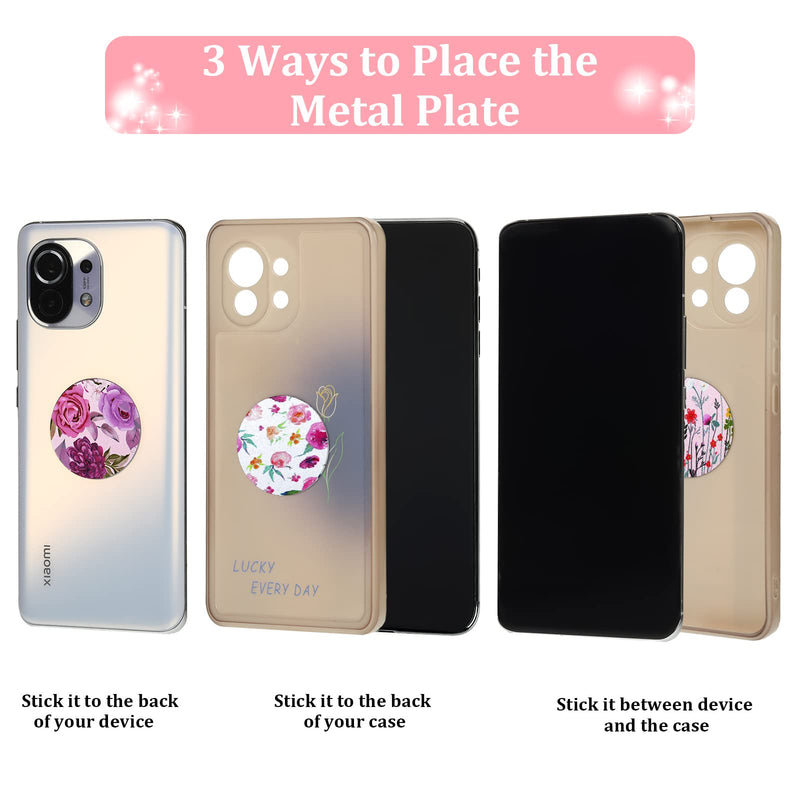 [Australia - AusPower] - 8 Pcs Phone Magnet Car Metal Plate Mount Metal Plate for Cell Holder Magnetic Car Mount Compatible with Magnetic Car Mounts Replacement Sticker (Floral Style) Floral Style 