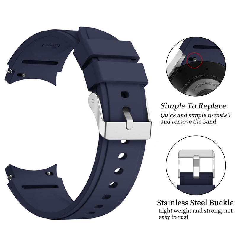 [Australia - AusPower] - Watbro Compatible with Galaxy Watch 4 40/42mm Band, Soft Silicone Sport Replacement Watch Band, Fitness Strap Bracelet Wristband for Galaxy Watch 4 Classic 44/46 mm Smartwatch 1Pack:Midnight blue 