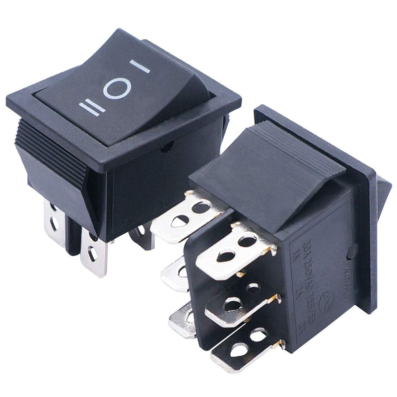 [Australia - AusPower] - TWTADE / 5Pcs Black ON/Off/ON DPDT 6 Pin 3 Position Boat Rocker Switch Car Auto Boat Rocker Toggle Switch Snap AC 250V 125V/20A KCD2-203 