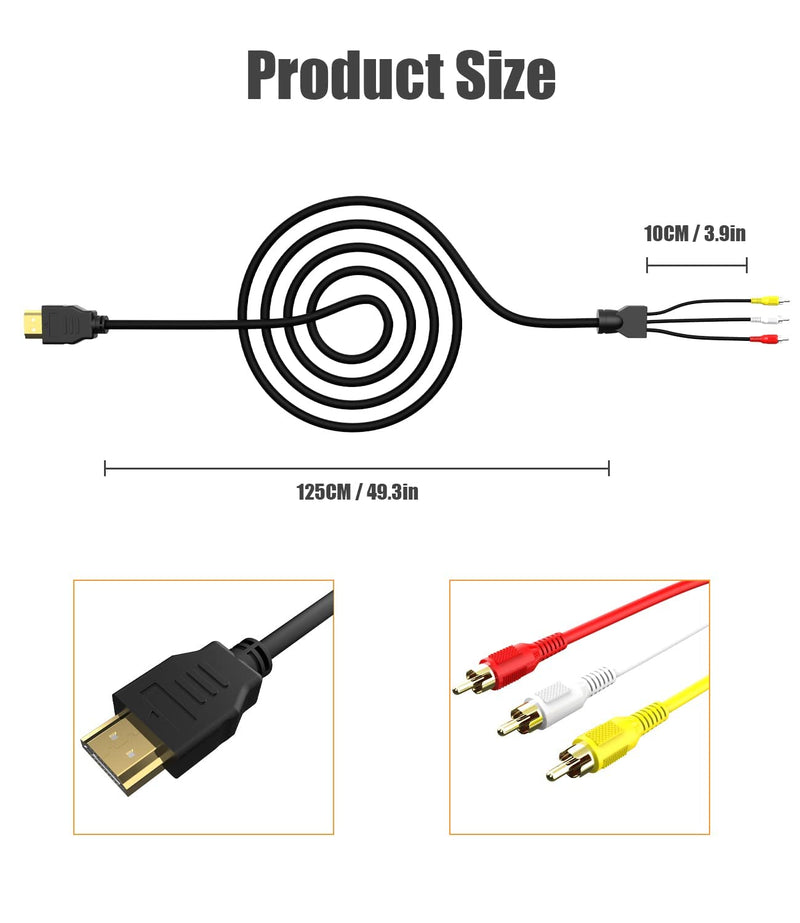 [Australia - AusPower] - HDMI to RCA Cable, BERLAT 1080P 5ft/1.5m HDMI Male to 3-RCA Video Audio AV Cable Connector Adapter Transmitter for TV HDTV DVD 