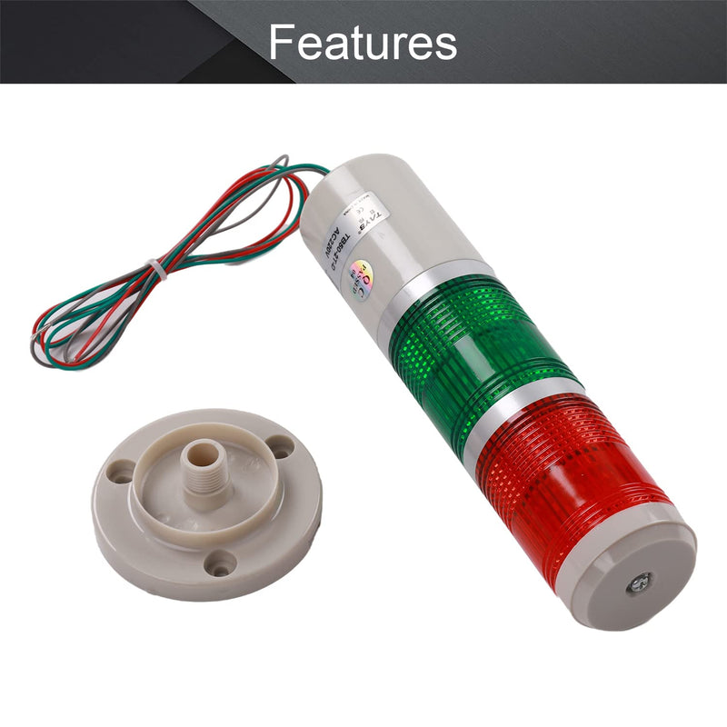 [Australia - AusPower] - Othmro 1Pcs 220V 3W Warning Light, Industrial Signal Light Tower Lamp, Column LED Alarm Round Tower Light, Indicator Continuous Light, Plastic Electronic Parts for Workstations No Sound Red Green 220v 3w 1pcs 