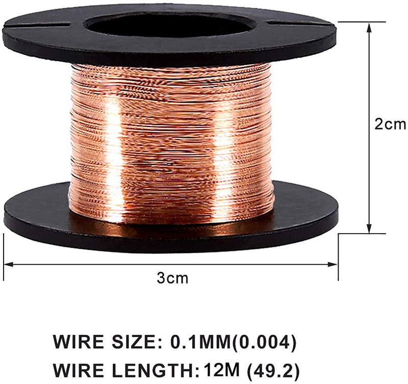 [Australia - AusPower] - 5Pcs Enameled Copper Wire,Magnet Winding Wire 0.1mm Thickness for Connecting or Soldering Purpose, Natural 15M 