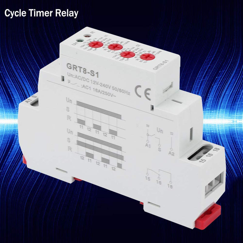 [Australia - AusPower] - Delay Relay, Repeat Cycle Time Relay, Cycle Timer Relay, GRT8-S1 Mini Asymmetric Cycle Timer, ON/Off Repeat Cycle Time Relay, AC/DC12-240V 