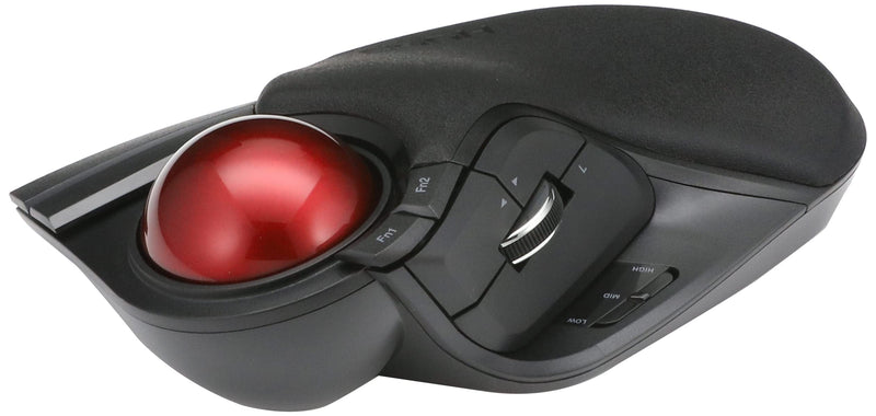 [Australia - AusPower] - ELECOM HUGE Trackball Mouse, 2.4GHz Wireless, Finger Control, 8-Button Function, Precision Optical Gaming Sensor, Palm Rest Attached, Smooth Red Ball, Windows11, macOS (M-HT1DRBK) Wireless Trackball Mouse 