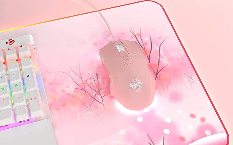 [Australia - AusPower] - Lomiluskr AJ52 Gaming Mouse Wired, 7 Programmable Buttons, Computer Mice with RGB LED Backlit, 200-4800 DPI Adjustable,for Windows/Mac OS/Linux (Pink) Pink 