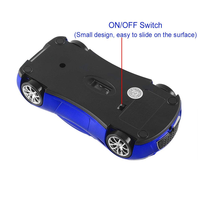 [Australia - AusPower] - CHUYI Cool Car Shaped Wireless Mouse 1600DPI Optical Portable Cordless Mice with USB Receiver for Travel Business Office School Home Gift (Blue-1 Pack) Blue 