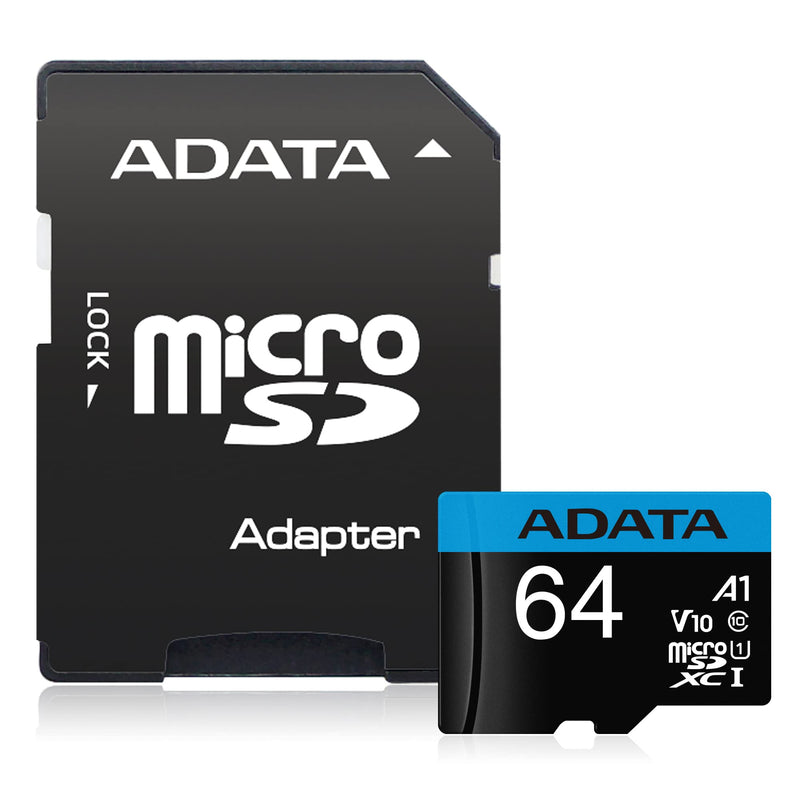 [Australia - AusPower] - ADATA Premier 64GB MicroSDHC/SDXC UHS-I Class 10 V10 A1 Memory Card with Adapter Read up to 100 MB/s (AUSDX64GUICL10A1-RA1) 