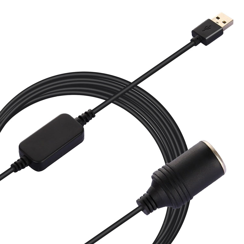 [Australia - AusPower] - Apoi USB A Male to 12V Socket Female Cable Adapter-Black (10.5ft) 10.5ft 