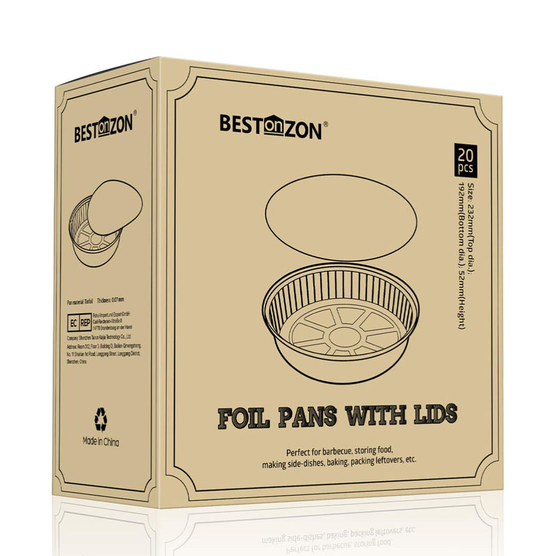 [Australia - AusPower] - BESTONZON 20PCS Heavy Duty Thicker Aluminum Foil Pans (9" X 9" X 2") 9" X 9" X 2" 