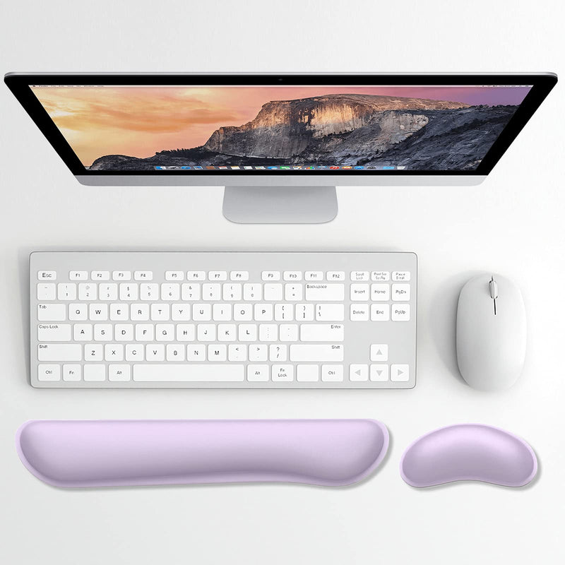 [Australia - AusPower] - Dapesuom Enlarge Keyboard Wrist Rest Pad,Memory Foam Set Wrist Cushion Support for Easy Typing & Pain Relief,Mouse Wrist Pad,Anti-Slip Wrist Support for Gaming,Computer, Laptop, Office,Vanilla Purple Vanilla Purple 