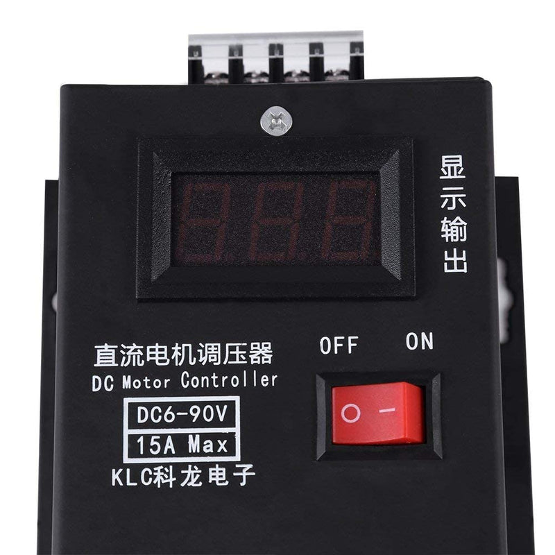 [Australia - AusPower] - Fafeicy Universal DC Motor Speed Controller,6V - 90V PLC 15A PWM Variable Speed Control Generator Kit with Output Volt LED Display 
