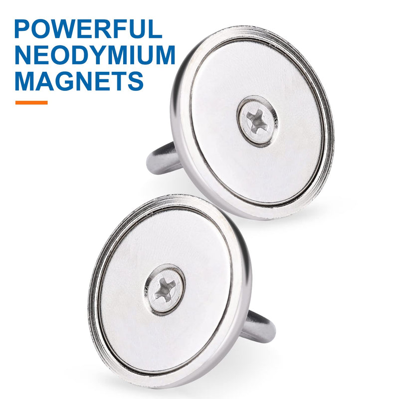 [Australia - AusPower] - BAVITE Magnetic Hooks, 95 LB（43KG） Heavy Duty Magnetic Hooks with Countersunk Hole Eyebolt, Perfect for Home, Kitchen, Workplace, Office and Garage, Pack of 10 Silver-10p 