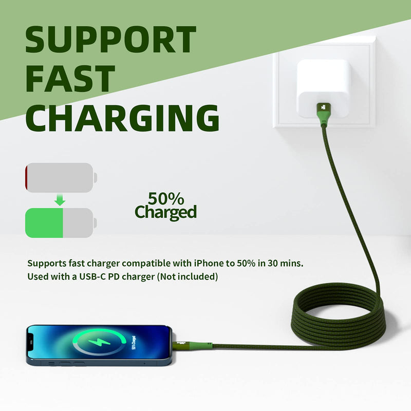 [Australia - AusPower] - USB C to Lightning Cable 10FT XYYZYZ【Apple MFi Certified】 iPhone Fast Charger Long Type C to Lightning Cord Compatible with iPhone 12 Pro/12/11 Pro/11/XR/XS/AirPods/iPad Pro/iPad Air/iPad Green 