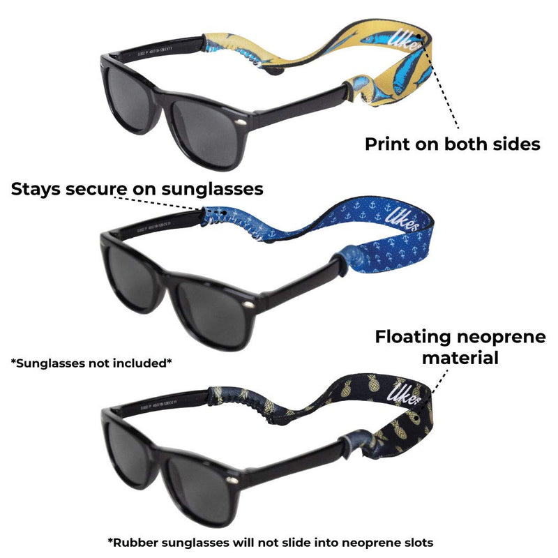 [Australia - AusPower] - Ukes Kids Floating Neoprene Sunglass Straps - 3 Pack (Glasses Not Included) The Adventure Kids Pack 
