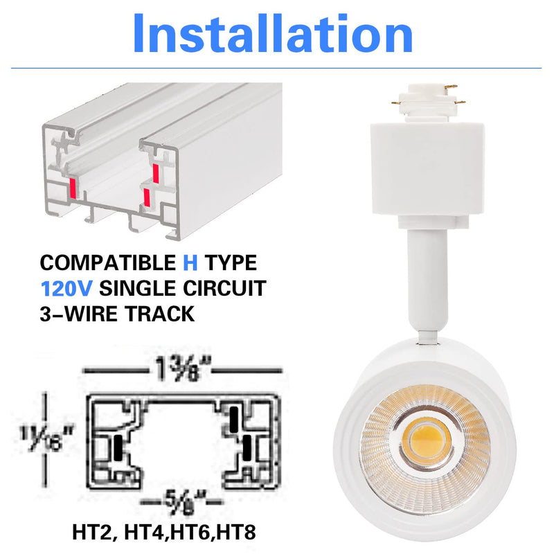 [Australia - AusPower] - Lamadri 12W LED Track Light Heads,Dimmable H Type Track Lighting Heads 3000K Warm White for Kitchen Accent,Wall,Art Exhibition, Lighting,60Â°Flicker Free CRI90+ 2 Pack (White) 