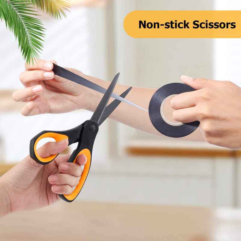 [Australia - AusPower] - Scissors, iBayam 3 Pack 8" All-Purpose Titanium Non-Stick Scissor, Comfort Grip Sharp Nonstick Scissors for Office School Home General Use Art Craft Classroom DIY Supplies Cutting Tape Adhesive Vinyl Blue, Red, Yellow 