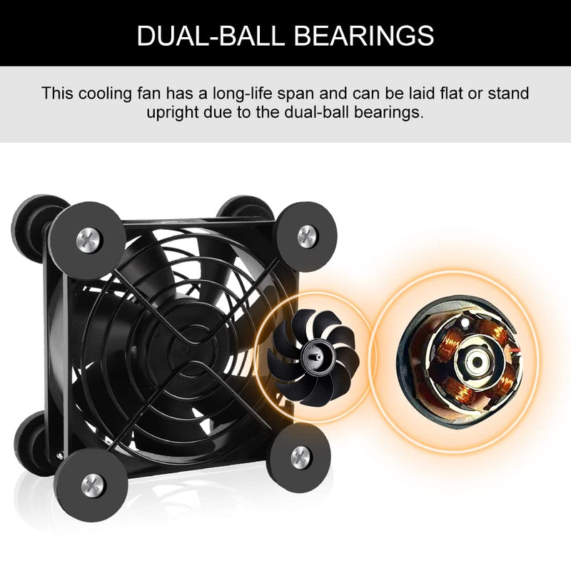 [Australia - AusPower] - NewHail 2PCS 80mm Mini USB Fan Computer Fan Multi-Speed Control, Reduction Heat for Router, Game Console,Xbox, TV Box, Recipient, Modem, DVR, Playstation, AV-Cabin 
