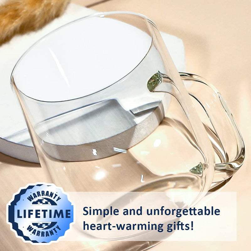 [Australia - AusPower] - Aquach Glass Mugs 16 oz Set of 2, Large Clear Glass Cup with Handle for Hot/Cold Coffee Tea Beverage, Thicker Quality 16 Ounce 