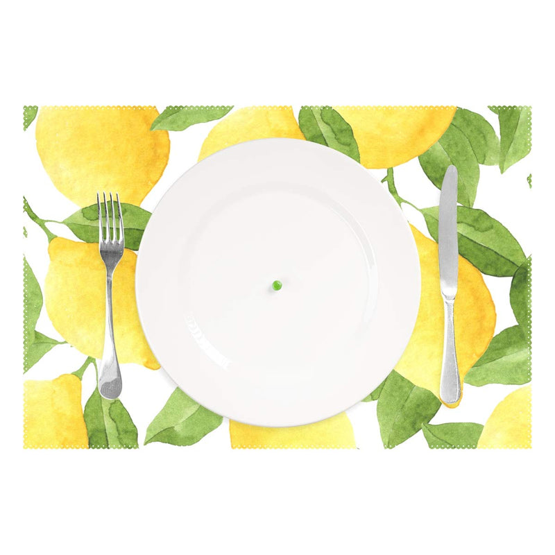 [Australia - AusPower] - ZOEO Lemon Placemats Set of 6 Yellow Lime Tree Dining Table Mats Non Slip Vinyl Placemat Kitchen Heat Resistant Washable A001 