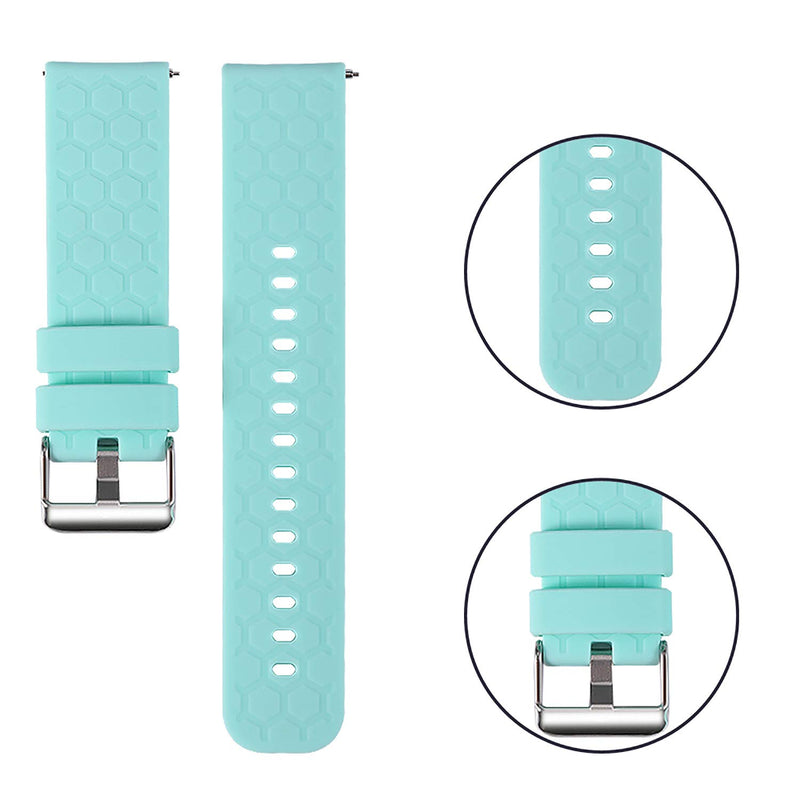 [Australia - AusPower] - 18mm 20mm 22mm Width Silicone Quick Release Wristband Replacement Sports Straps Bracelet Watch Band Women Men Strap with Quick Release Pins for Smartwatch (Teal, Width:20mm) Teal 