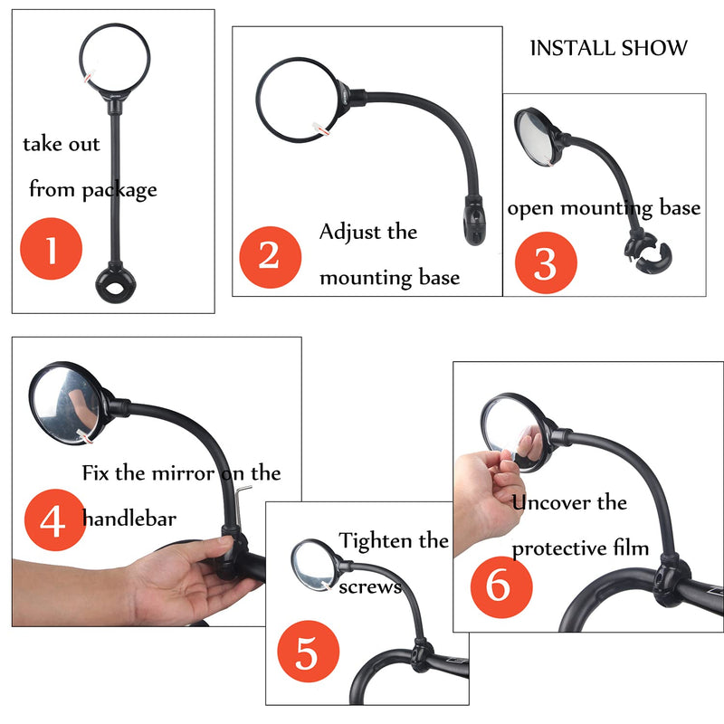 [Australia - AusPower] - Bike Mirror Rotatable And Adjustable Wide Angle Rear View Shockproof Convex Mirror Universal For Bike Bicycle 