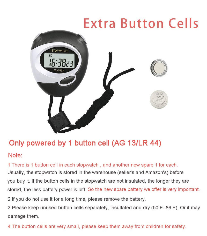 [Australia - AusPower] - Digital Stopwatch, BESTWYA Large Screen Handheld Count Up Timer with Time Calendar Clock Function 