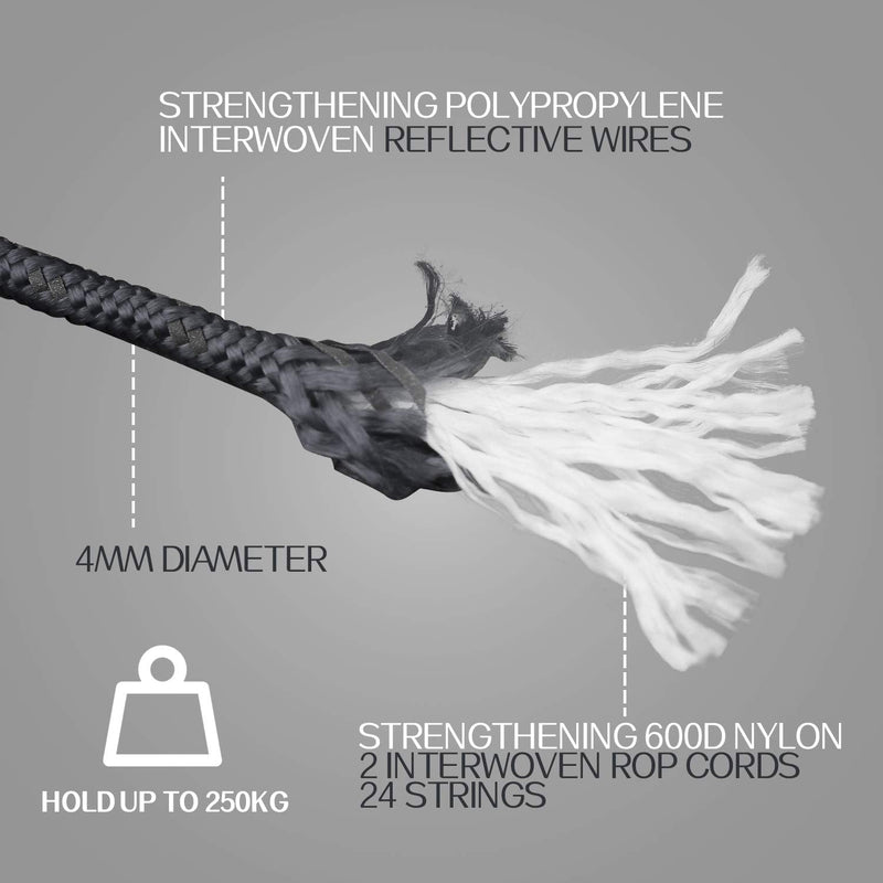 [Australia - AusPower] - GEERTOP 6 Pack Reflective Guylines 4mm Tent Cords Ultralight Camp Ropes with Aluminum Adjuster Tensioner for Outdoor Camping Hiking Backpacking Survival Gear 
