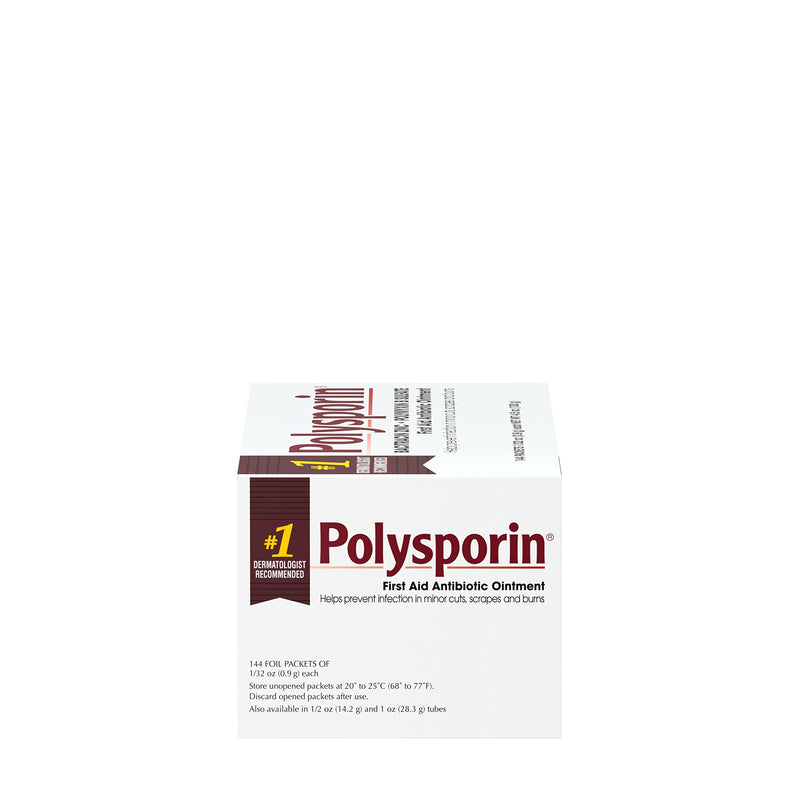 [Australia - AusPower] - Polysporin First Aid Topical Antibiotic Ointment with Bacitracin Zinc & Polymyxin B Sulfate, for Portable Infection Protection & Wound Care Without Neomycin, Travel Size, 1/32 oz, 144 ct 144 Packets 