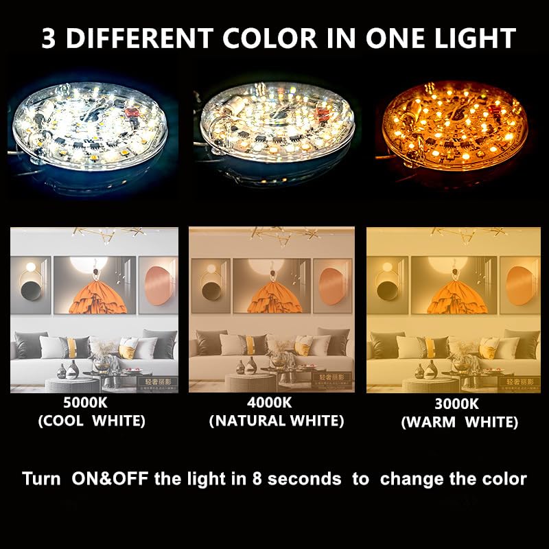 [Australia - AusPower] - ULIKELED 4â€œ 18W Color Changeable Ceiling Fan LED Light Replacement, 3000K/4000K/5000K Selectable Ceiling Fan LED Light Kit, Dimmable LED Retrofit Kit for Flush Mount Ceiling Lights 