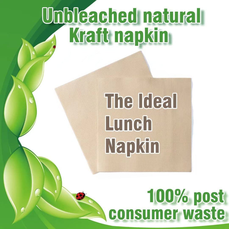[Australia - AusPower] - Recycled Post Consumer Napkins, Compostable Unbleached Eco Lunch Napkins, 50 PCS Disposable Dinner Napkin 