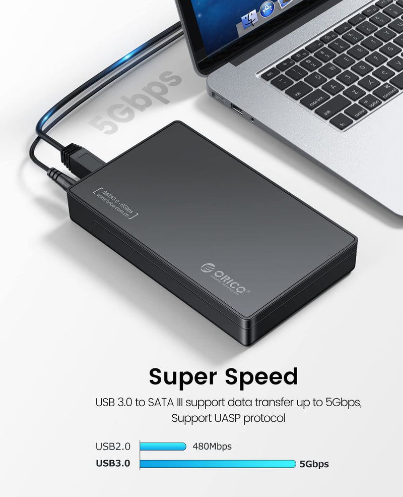 [Australia - AusPower] - ORICO Toolfree USB 3.0 to SATA External 3.5'' Hard Drive Enclosure Case for 3.5 Inch SATA HDD and SSD [Support UASP and 16TB Drives]-3588US3 