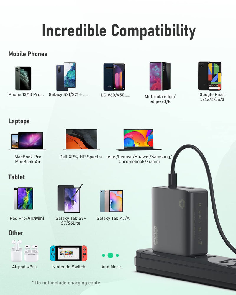 [Australia - AusPower] - 100W USB C Charger, GaN Multiport Sustainable PPS/PD 3.0 Fast Charger,antePow 4 Ports Wall Charging Station Foldable Power Adapter Travel Charger Block for Most USB-A and USB-C Devices.(Deep Gray) 4.5in 
