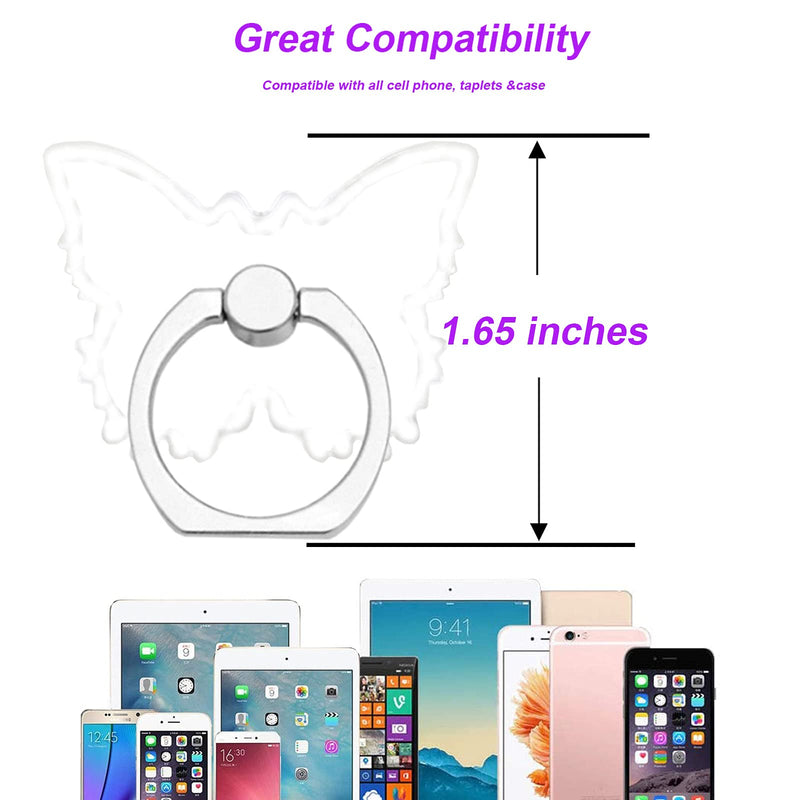 [Australia - AusPower] - TACOMEGE Transparent Clear Butterfly Phone Ring Grips Holder, Finger Ring Stand for Cell Phone Tablet Case 