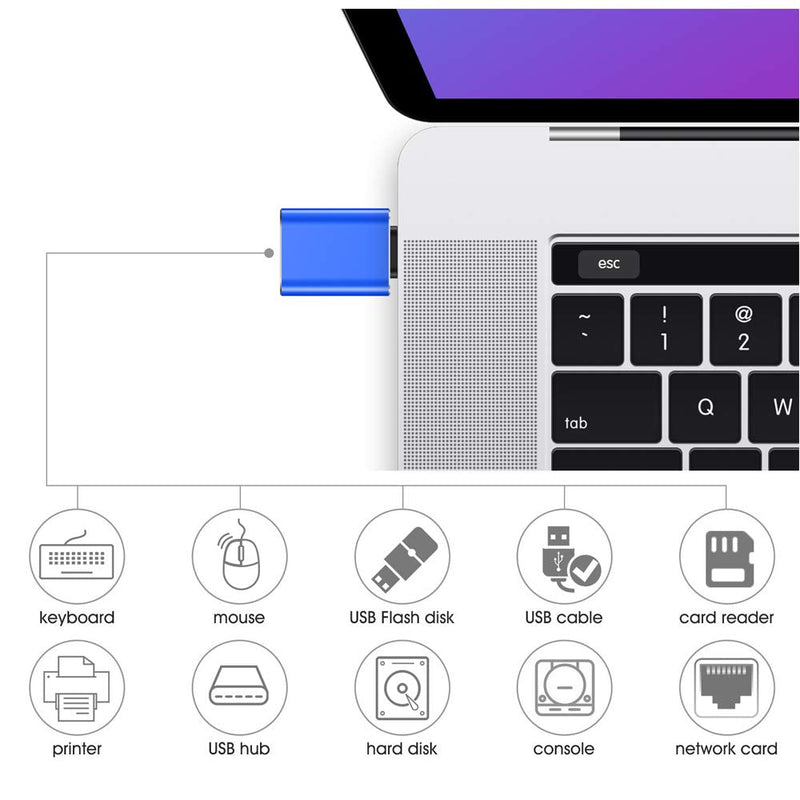 [Australia - AusPower] - USB C to USB Adapter [2-Pack], JXMOX Thunderbolt 3 to USB 3.0 OTG Adapter Compatible MacBook Pro,Chromebook,Pixelbook,Microsoft Surface Go,Galaxy S8 S9 S10 S20 Plus,Note 8 9,Pixel 2 3(Blue) Blue 