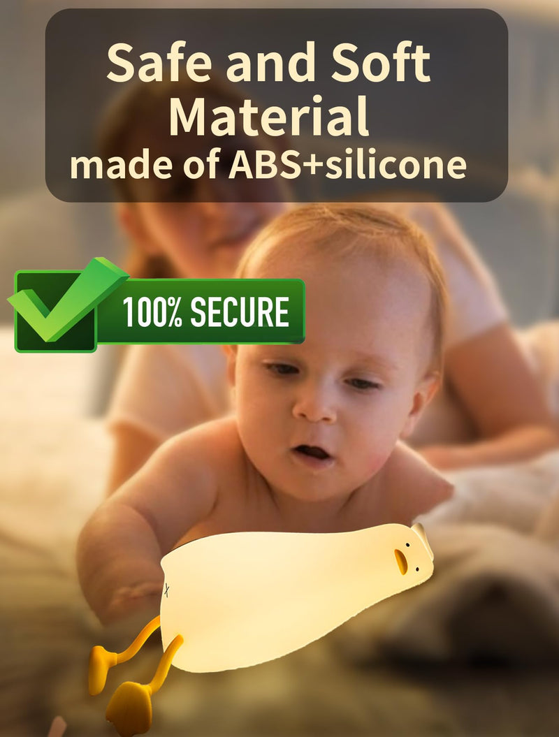 [Australia - AusPower] - BemeedLigt Lying Flat Duck Night Light, Cute Silicone Duck Lamp, LED Nursery Nightlight, Dimmable Bedside Touch Lamp, Rechargeable Light Up Duck for Breastfeeding Toddler White 