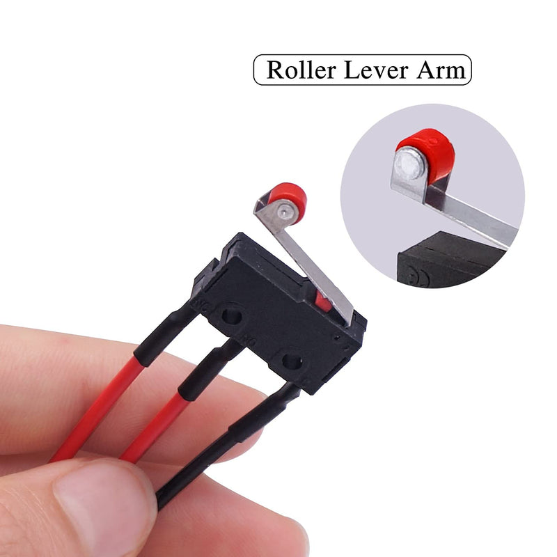[Australia - AusPower] - Taiss 4pcs Momentary Roller Lever Arm Micro Limit Switch with Wires AC 250V 5A SPDT 1NO 1NC 3 Pins Mini Switches ss-5GL2-HX 