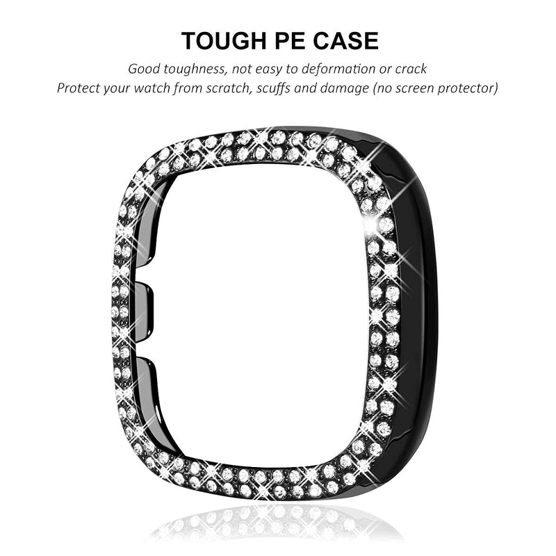 [Australia - AusPower] - Surace Compatible for Fitbit Versa 2 Case, Bling Crystal Diamond Frame Protective Case Compatible for Fitbit Versa 2 Smart Watch (5 Packs, Rose Gold/Pink Gold/Black/Silver/Clear) 5-Pack Fibit Versa 2 