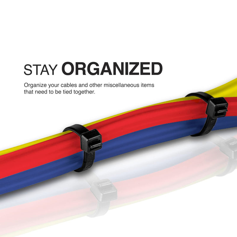 [Australia - AusPower] - TR Industrial Multi-Purpose UV Resistant Black Cable Ties, 8 inches, 100 Pack 8" 
