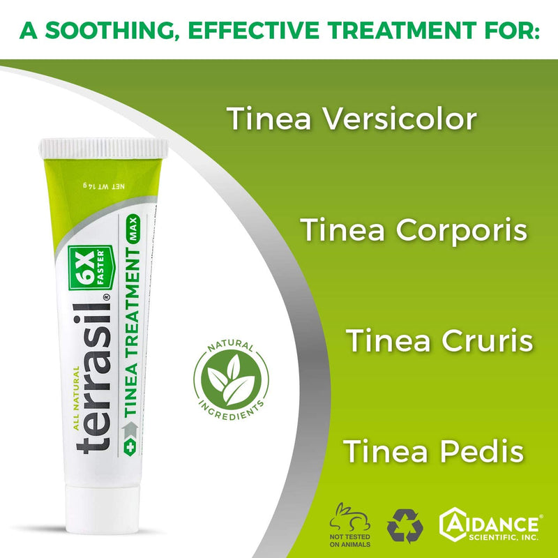[Australia - AusPower] - terrasil Tinea Treatment MAX - 6X Faster Relief, Patented Natural Therapeutic Anti-fungal Ointment for Tinea Relieves itching, Discoloration, Irritation, discomfort - 14gm 