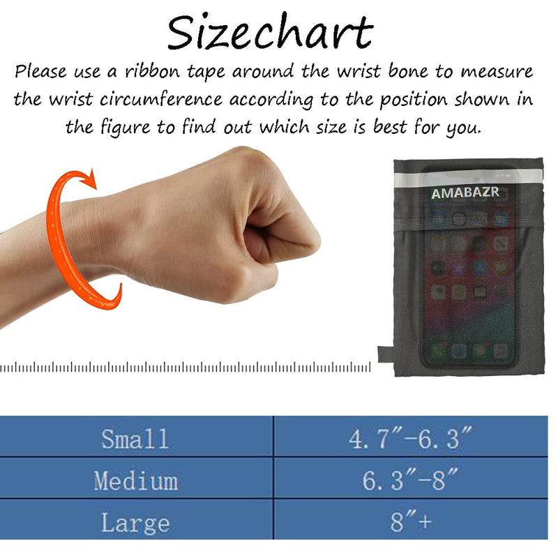 [Australia - AusPower] - Premium Wrist Wallet - Cell Phone Holder with Zipper Storage Band for Travel, Outdoor Sports Running - Sweat Band Wristband by AMABAZR, Black Large 