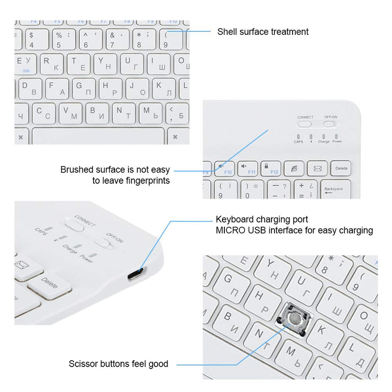 [Australia - AusPower] - 10-inch Keyboard, Wireless Bluetooth Computer Keyboard, Arabic, Available Spanish and Russian Languages, Compatible with Android, Apple, and Windows(Russian) 